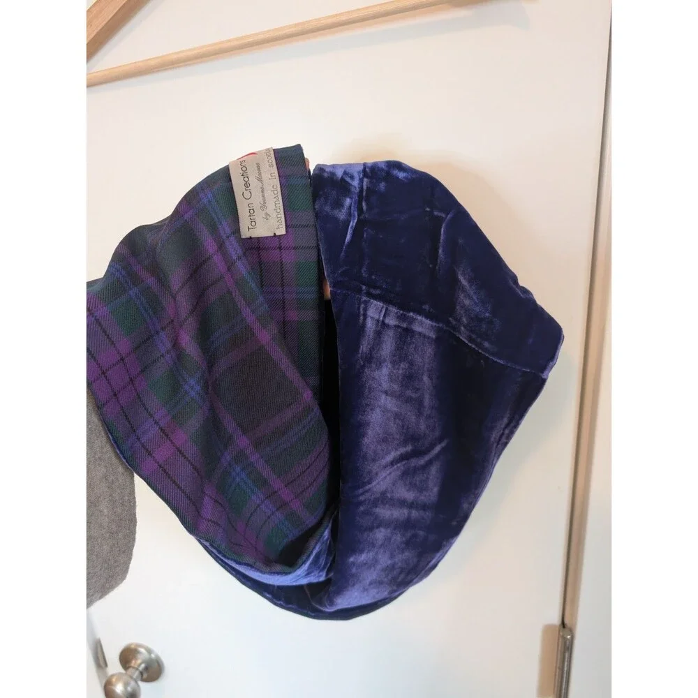Tartan Creations Yvonne Macrae Handmade Wool Velvet Infinity Scarf Purple Plaid